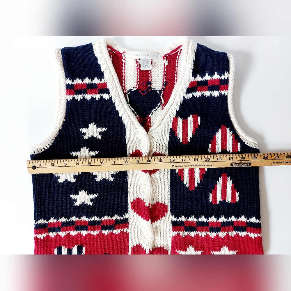 Patriotic Sweater Vest size Xl/XXL The Limited 4th of July Grannycore Teacher - Picture 4 of 5